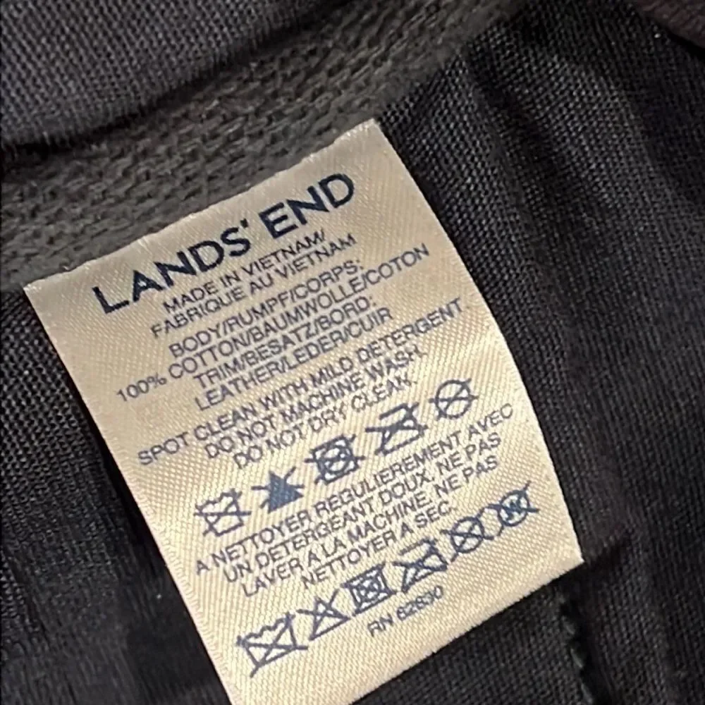 VTG Lands End Direct Merchant dark Canvas leather Messenger Bag Two Compartment‎